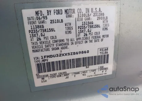 1995 Ford Explorer from USA, damaged, VIN 1FMDU32XXSZB69860